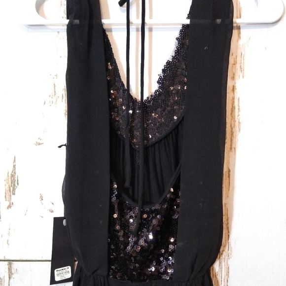 BKE Buckle black blouse Black Label sequine shimmer top size XS NWT - Picture 2 of 5